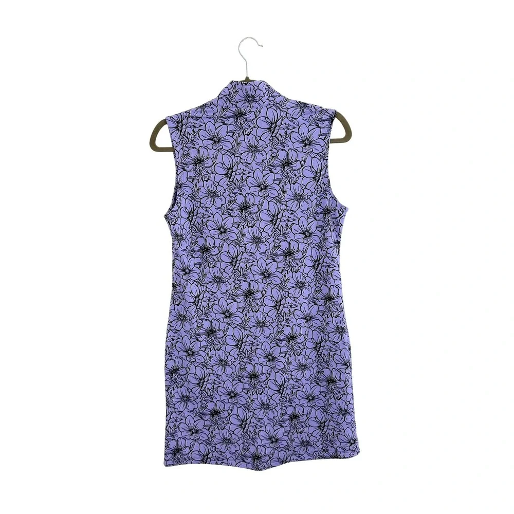 IBKUL Purple Floral Sleeveless Quarter Zip Golf Tennis Dress UPF 50+ Sz S - Picture 3 of 7